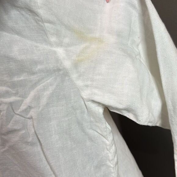 J.Jill White Linen Button Down Tunic Blouse Flaws - Picture 11 of 13